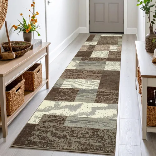 Vista 37 de Superior - Alfombra de pasillo, reverso de yute, moderna, geométrica, para dormitorio, oficina, sala de estar, entrada, suelo de madera dura
