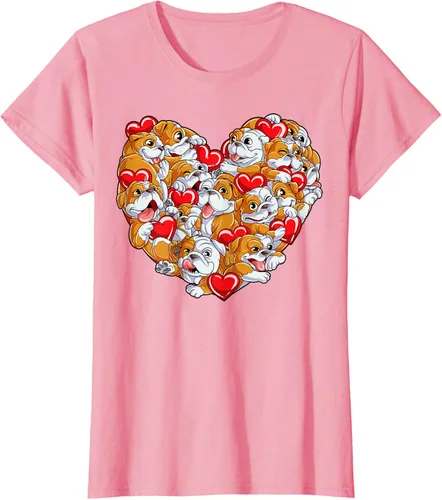 Vista 10 de Camiseta inglesa para el día de San Valentín con diseño de corazón y perro amante de los niños Negro