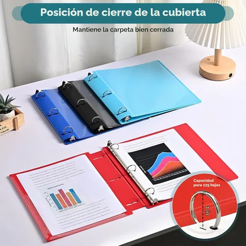Vista 4 de SUIN Carpetas de 3 anillos de 1 pulgada con bolsillo, carpeta de lomo expandible de 1.2 pulgadas, 4 códigos de colores con cubierta de visión
