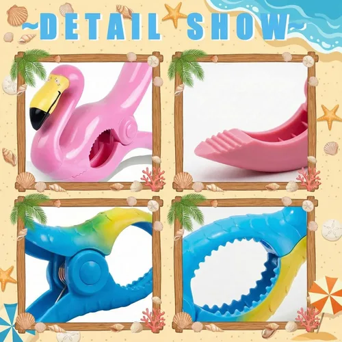 Vista 6 de Waydress 4 clips para toallas de playa, tamaño gigante, resistentes al viento, para sillas de playa, crucero, patio, piscina o pinzas de sujeción