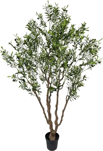 Vista 10 de Árbol de Olivo Artificial de 7 pies (82 pulgadas, 2200+ Hojas con Protección UV) Alto, Árbol de Olivo Falso para Interiores, Árbol Artificial
