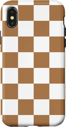 Vista 5 de iPhone 16 Checkered Checkerboard Indie Aesthetic Brown Coffee Beige Case