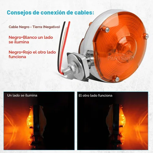 Vista 7 de Partsam 2 luces LED redondas de doble cara LED de 3.9 in, luces LED de señal de giro cromadas y ámbar, 24 diodos, luces de pedestal LED de doble