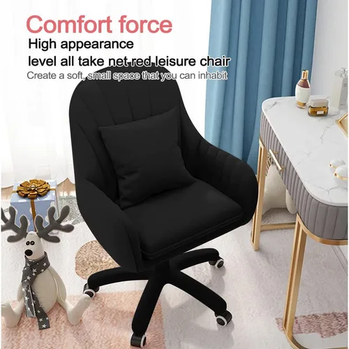 Vista 4 de Silla de Oficina para Casa Silla de Computadora con Respaldo Medio Tapizada Moderna Acolchada Silla de Trabajo de Computadora Giratoria de Altura
