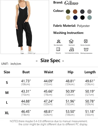 Vista 3 de Gihuo Overol casual sin mangas para mujer, con correa ajustable, con bolsillos