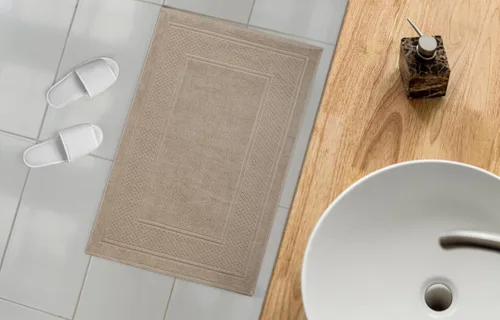 Vista 6 de Avalon Towels Juego de 2 tapetes de baño absorbentes 100% algodón, color beige, tapetes de baño de secado rápido para baños (22 x 34 pulgadas)
