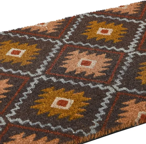 Vista 6 de Main + Mesa Felpudo de fibra de coco natural con estampado geométrico de nómadas, multicolor