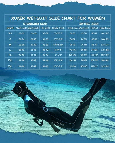 Vista 5 de XUKER - Trajes de neopreno para mujer, 0.079 in, cremallera trasera, trajes de buceo de cuerpo completo