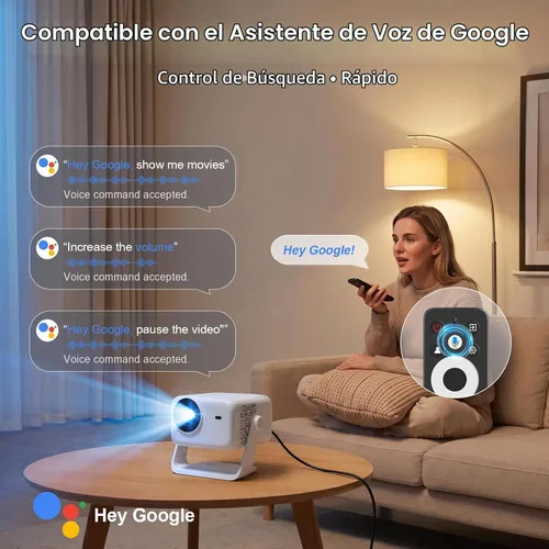 Vista 4 de 【3500ANSI y Google TV y 4K】Proyector inteligente con WiFi y Bluetooth, enfoque automático VISSPL AI y proyector portátil Keystone automático