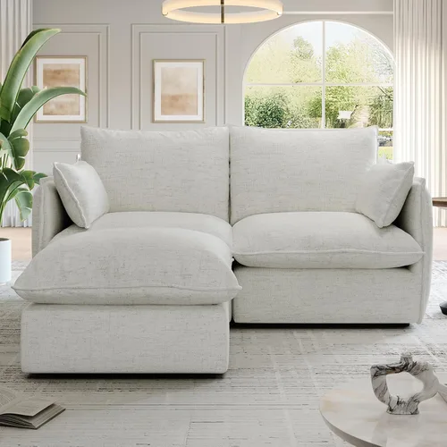 Vista 19 de Sofás modulares de 69.2 pulgadas para sala de estar, respaldo alto impermeable, sofá modular con relleno de plumón, sofá biplaza convertible