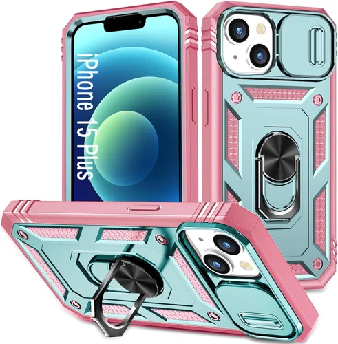 Vista 26 de Funda para iPhone 14, a prueba de golpes, resistente a los impactos, con lente deslizante protectora para iPhone 14 (6.1 pulgadas) (azul)