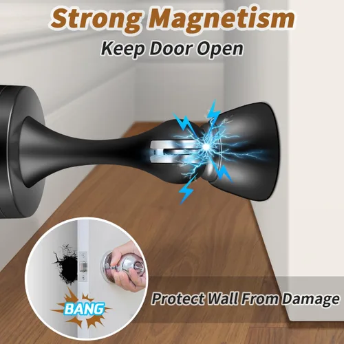 Vista 3 de KOLAKO Topes Magnéticos para Puerta, Tope de Puerta de Acero Inoxidable con Imán, Tope de Puerta Satinado Cepillo de Níquel, Negro, Soporte