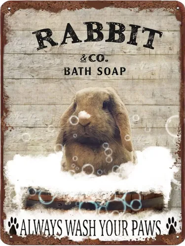 Vista 7 de Cartel de metal divertido de jirafa para baño, diseño retro de cabra para pared, póster de inodoro con texto "Wash Your Hooves", letrero de hojalata