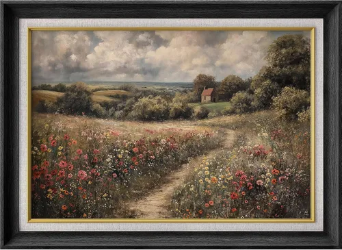 Vista 85 de MUDECOR Claude Monet - Arte artístico enmarcado prémium para pared, camino a través del maíz en Pourville, ilustraciones históricas culturales