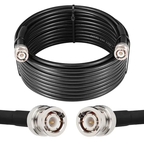 Vista 12 de MOOKEERF Cable BNC - 1 pie 2 piezas RG58 50 ohm macho a macho cables coaxiales de extensión BNC de baja pérdida para antenas, radios RF, módems