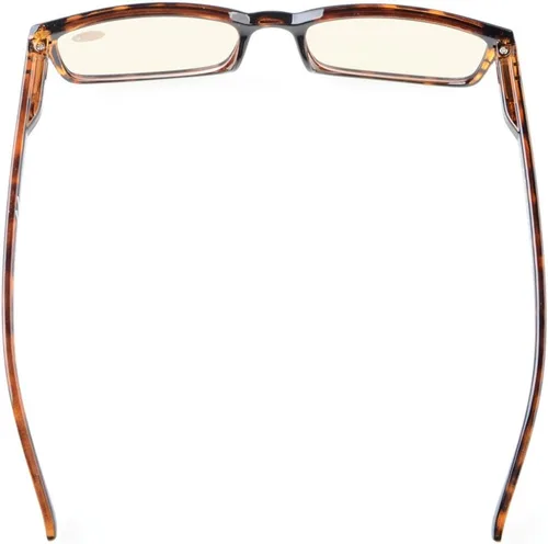Vista 5 de Eyekepper Anteojos de lectura para computadora con marco rectangular clásico, con bisagras, lentes teñidas de naranja