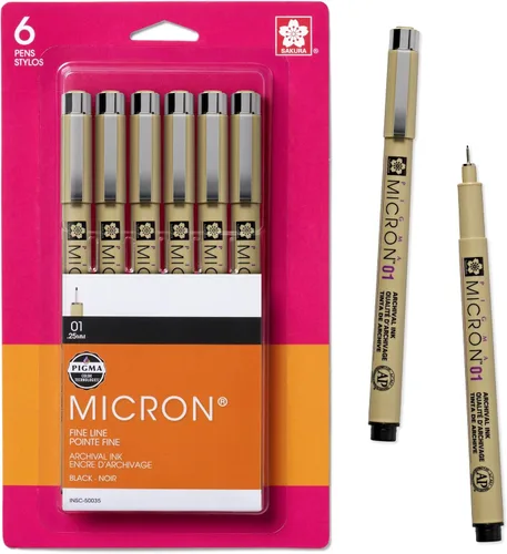 Vista 15 de SAKURA Pigma Micron 50131 - Bolígrafos fineliner, tamaño de 10 puntas, tinta negra archival, paquete de 6