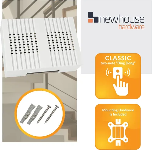 Vista 3 de Newhouse Hardware CHM4 timbre de puerta, Blanco