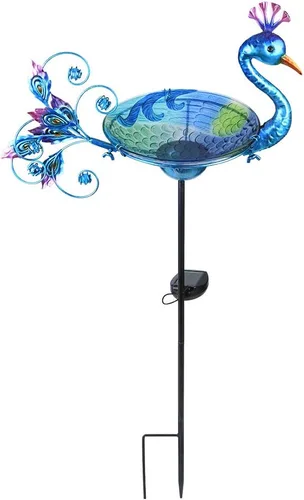 Vista 8 de MUMTOP Baño solar para pájaros al aire libre, pequeño comedero para pájaros con estaca de metal de tortuga para decoración exterior de jardín y patio