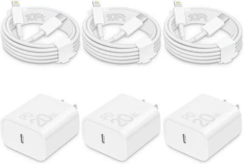 Vista 26 de CXX 20W Fast Charger for iPhone 14/13/12 [3-Pack, MFi Certified] Blue