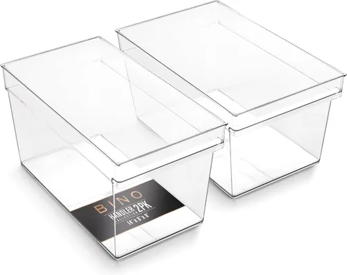 Vista 14 de BINO Contenedores de almacenamiento de plástico, pequeños y poco profundos THE HANDLER COLLECTION Contenedores organizadores multiusos