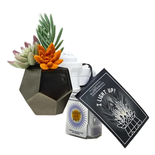 Vista 3 de Bath & Body Works Plug Geo Succulent Nightlight Wallflowers Fragancia Plug y un bálsamo labial de fresa.