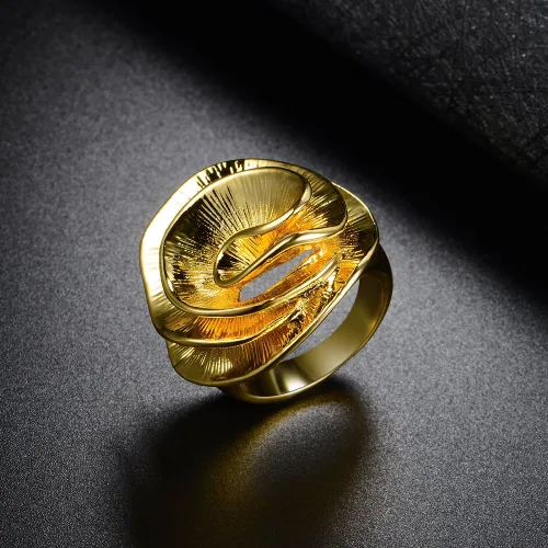 Vista 6 de Aprilery Anillos de oro y plata para mujer, anillos gruesos chapados en oro, anillos cuadrados de metal ancho, anillos cuadrados de cóctel, regalos