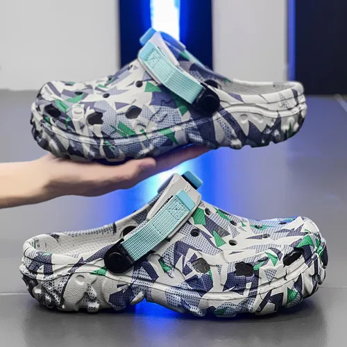 Vista 6 de ihinzry Zuecos de jardín para hombre, sandalias de playa para hombre, pantuflas de exterior con correa ajustable