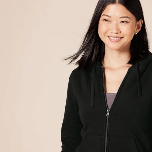 Vista 4 de Tienda Essentials - Sudadera con capucha y cremallera completa con forro de sherpa para mujer (Disponible en talla grande)