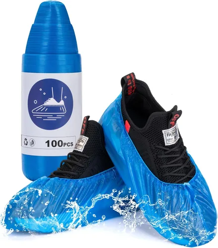 Vista 9 de Cubrezapatos desechables antideslizantes, fundas impermeables para botas con rollo compacto para fácil almacenamiento, paquete de 100 fundas