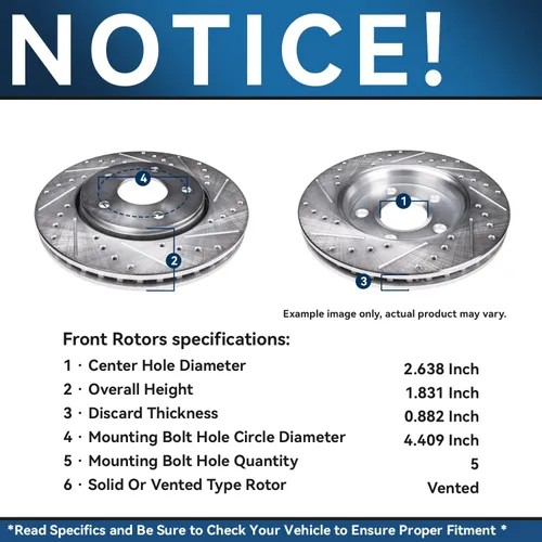 Vista 226 de Detroit Axle - Rotores de freno delantero para 04-13 Mazda 3 Rotores de frenos de disco 06-15 Mazda 5 Reemplazo: Rotor regular delantero de 11.81
