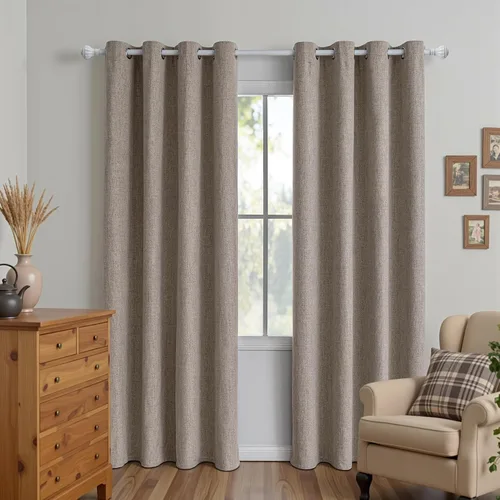 Vista 10 de Cortinas 100% opacas para sala de estar, juego de 2 paneles de 96 pulgadas, bloqueo de luz, pestaña trasera y bolsillo para barra, cortinas