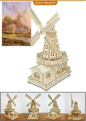 Vista 3 de Rompecabezas de madera 3D grabado láser, kit de construcción de montaje seguro para adolescentes y adultos, edificios de fama mundial, modelos