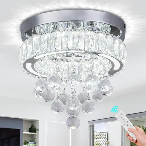Vista 9 de Candelabro cuadrado de cristal moderno, lámpara LED de techo de cristal empotrada para comedor, dormitorio, sala de estar, pasillo (blanco)