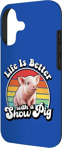 Vista 2 de Mens Womens Retro Vintage Life is Better Cute Show Pig Lover Case for iPhone 17