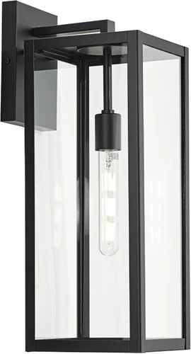 Vista 7 de John Timberland Titan - Juego de 2 lámparas de pared modernas para exteriores, marco rectangular negro místico, paneles de cristal transparente
