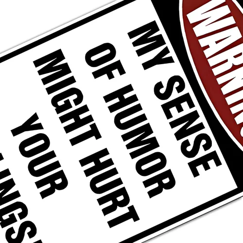 Vista 6 de Custom Kraze Warning My Sense of Humor Might Hurt Your Feelings! Cartel de metal divertido para tu garaje, cueva de hombre, patio o pared.