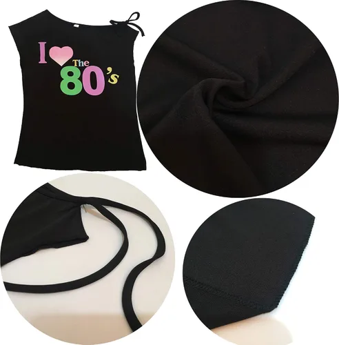 Vista 6 de foci cozi Conjunto de disfraz de los años 80 y accesorios para mujer