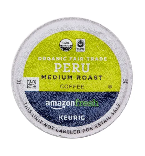 Vista 4 de Amazon Fresh 80 unidades de K-Cups orgánicas de comercio justo, tostado medio de Perú, compatible con cafeteras Keurig