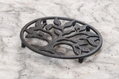 Vista 9 de GASARÉ, Salvamanteles de hierro fundido para platos calientes, ollas y sartenes, salvamanteles de metal, diseño de raíces de árbol, tapas de patas