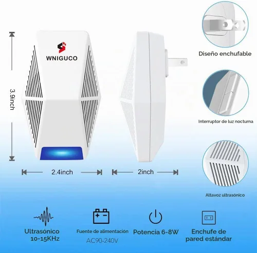 Vista 4 de Repelente de control de plagas, enchufe electrónico para control de plagas en interiores para insectos y roedores, ratones, insectos, hormigas