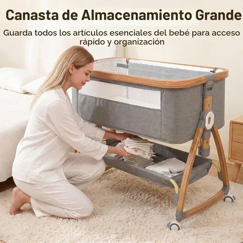 Vista 6 de Moisés para bebé, cuna mecedora 3 en 1, color gris