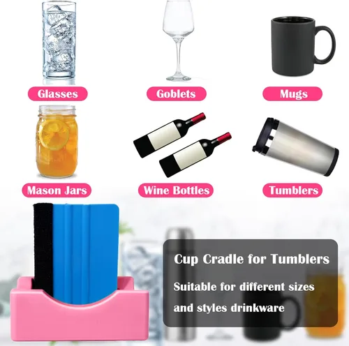 Vista 5 de Mity rain Cuna para vasos, base resistente para vaso con escobilla de fieltro para aplicar la calcomanía Vinly, mantén los vasos, tazas de café