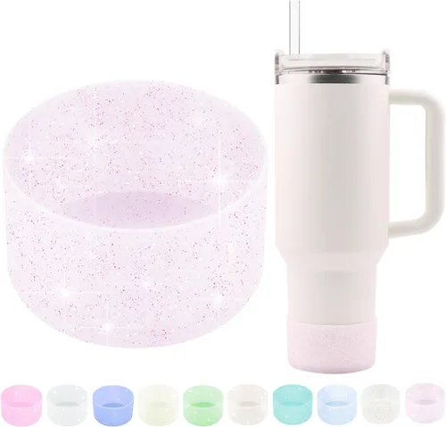Vista 14 de Funda protectora de silicona con purpurina WORBSS para taza Stanley Cup H2.0 de 20, 30, 40 onzas y botella Hydro Flask de 18-24 onzas con cubierta