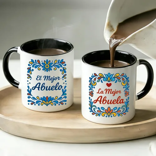 Vista 6 de Breezy Valley Regalos para abuelos españoles, tazas para la mejor abuela y abuelo, juego de tazas de café La Mejor Abuela y El Mejor Abuelo, Regalos