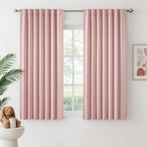 Vista 38 de ANRODUO Juego de 2 cortinas con bloqueo de luz del 99%, cortinas de 84 pulgadas de largo, cortinas negras para dormitorio, cortinas con aislamiento