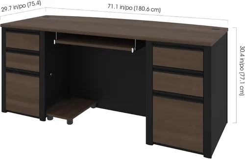 Vista 3 de Bestar Connexion - Escritorio ejecutivo, 72 W, Antigua y negro