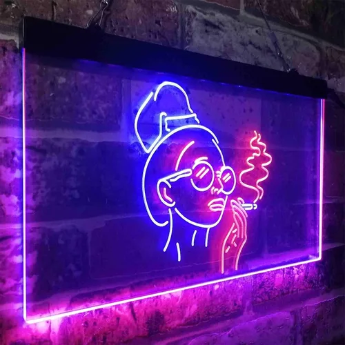 Vista 3 de ADVPRO Señal de neón LED de doble color rojo y azul para fumar mujer mala perra cueva cobertizo cueva st6s43-i3869-rb