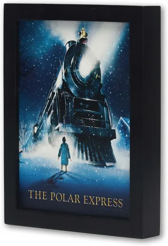 Vista 2 de The Polar Express - Decoración de pared de madera enmarcada para decoración navideña y navideña