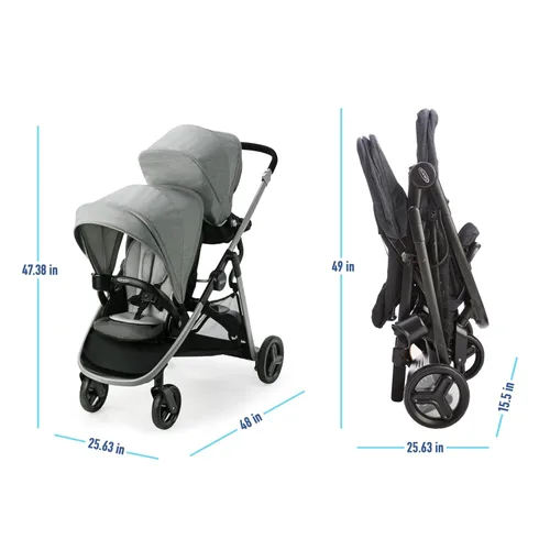 Vista 7 de Graco Ready2Grow LX 2.0 - Cochecito doble con opciones de asiento de banco y plataforma de pie, Clark